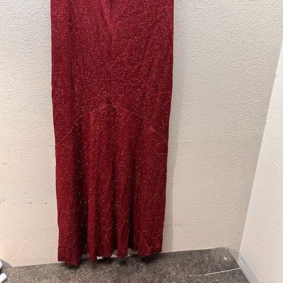 VTG Jessica McClintock Gunne Sax Red Glitter Sparkles Floor Length Dress Size 8 - Picture 6 of 11